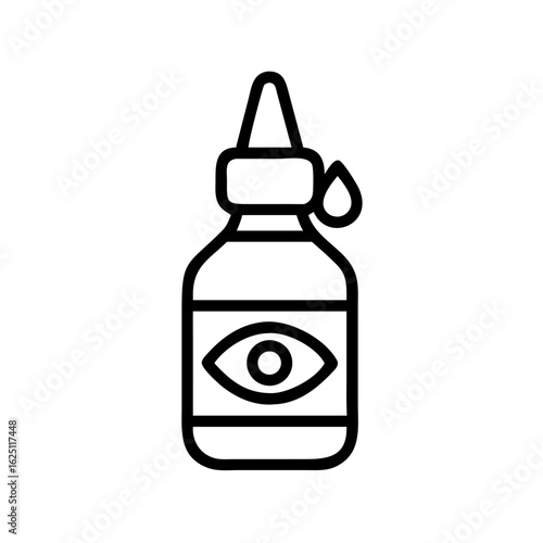 Eye drop bottle with dropper cap and eye symbol  