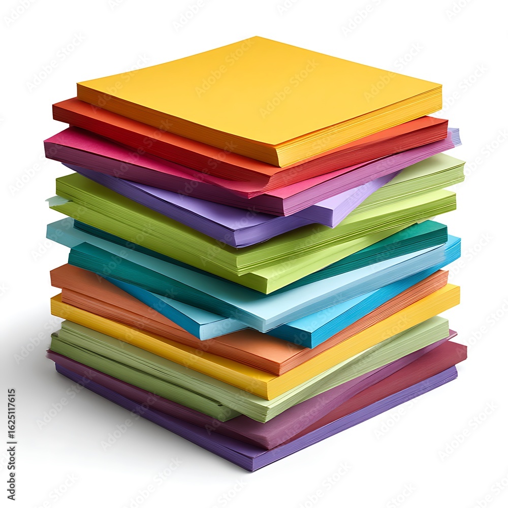 Stack of colorful paper napkins in various bright shades isolated on white background Stack of colorful paper napkins in various bright shades isolated on white background