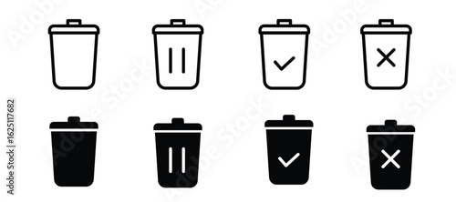 Delete icon set. recycle bin icon. vector trash can icon set eps10.