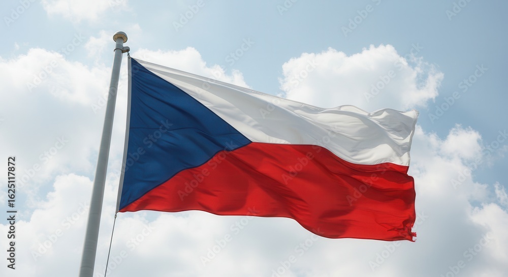 Czech Republic National Flag Waving on Tall Flagpole in Sky with Clouds – Czechia Independence Day Celebration, Patriotism, Freedom, Czech Republic Culture & Heritage Czech Republic National Flag Waving on Tall Flagpole in Sky with Clouds – Czechia Independence Day Celebration, Patriotism, Freedom, Czech Republic Culture & Heritage