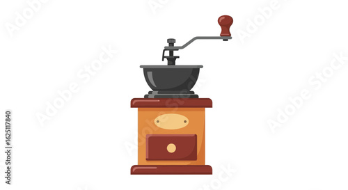 Vintage Manual Coffee Grinder Flat Vector Illustration
