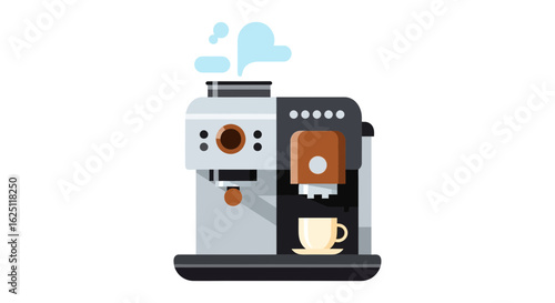 Modern Espresso Coffee Machine Vector Illustration
