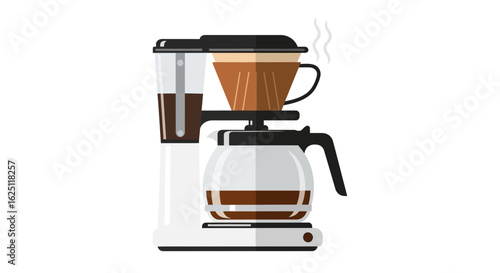 Drip Coffee Maker with Glass Carafe Vector Illustration
