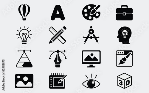 Creative arts icon set