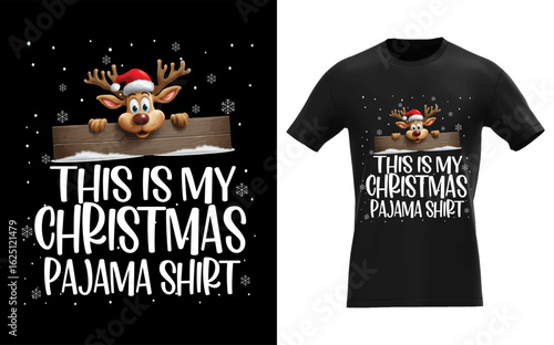 Funny christmas reindeer silhouette for pajama shirt festive holiday graphic