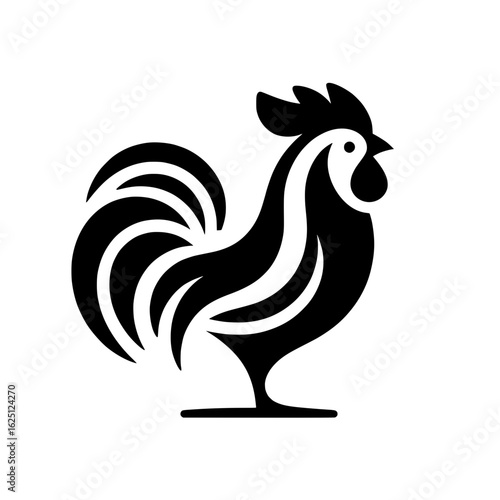 Minimalist Style Standing Rooster Illustration