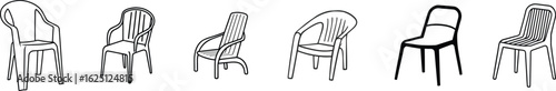 Modern Plastic Armchair Vector, Plastic Outdoor Chair Vector Silhouette.