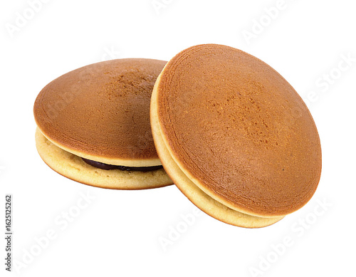 Isolated dorayaki with red bean paste, transparent background