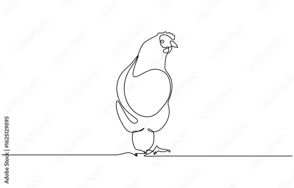 Fototapeta premium Continuous one line drawing of Hen animal minimalism design. Editable outline