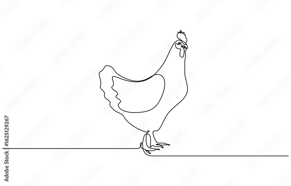 Fototapeta premium Continuous one line drawing of Hen animal minimalism design. Editable outline