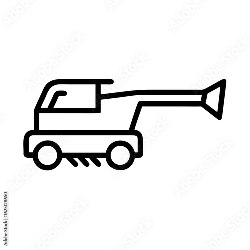 Combine harvester illustration in simple outline style  