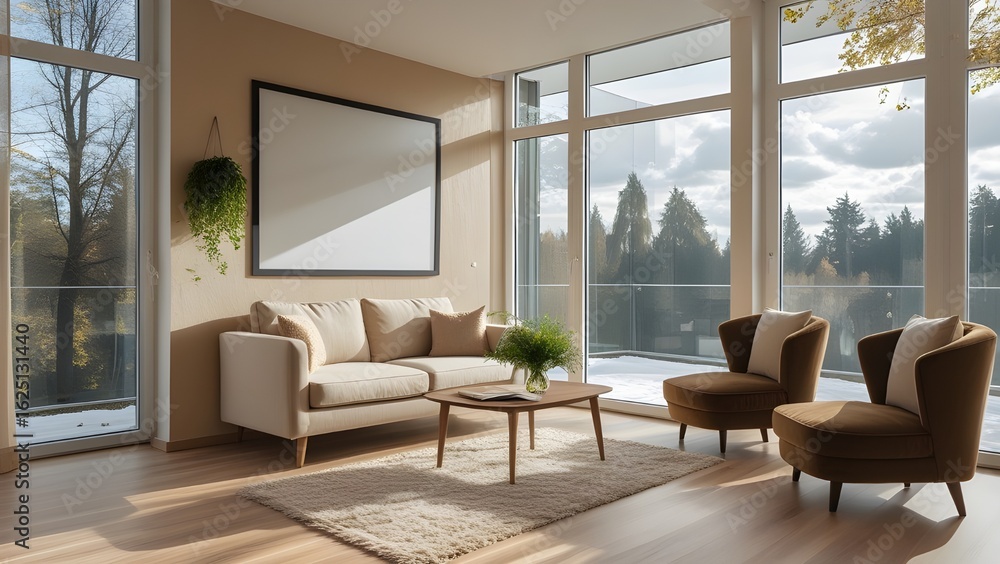 Fototapeta premium modern living room with fireplace