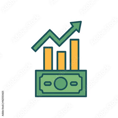 colored icon investment banknote growth chart vector on white background
Vector color illustration icon