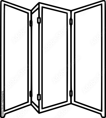 Folding room divider screen outline icon vector
