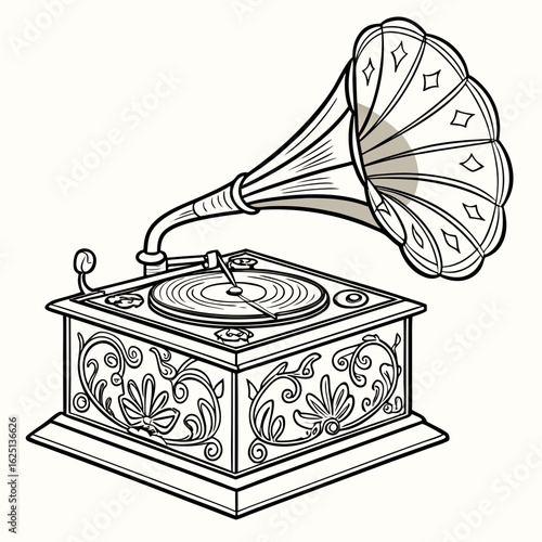 vintage gramophone isolated on white