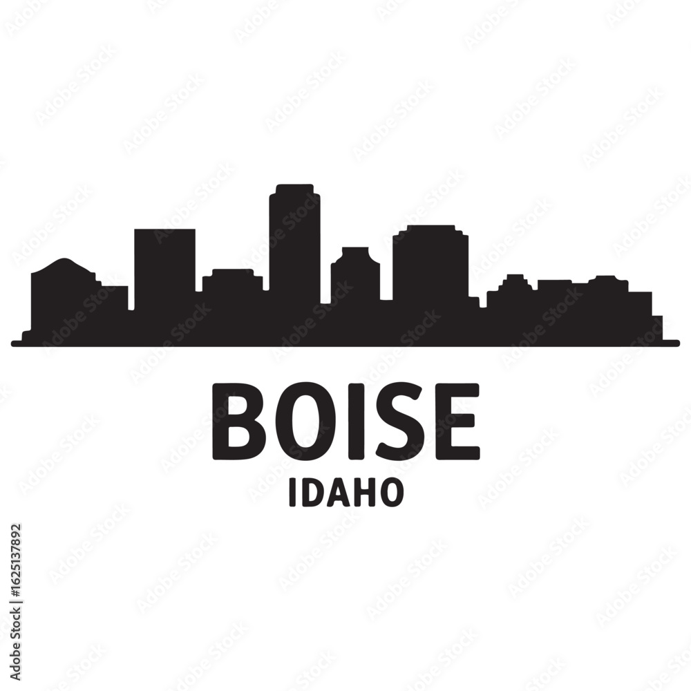 Fototapeta premium Boise skyline horizontal banner. Boise, Idaho. Vector template for your design. Vector black silhouette. with white background