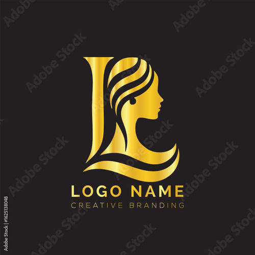Letter L girls logo, beautify girl logo,
