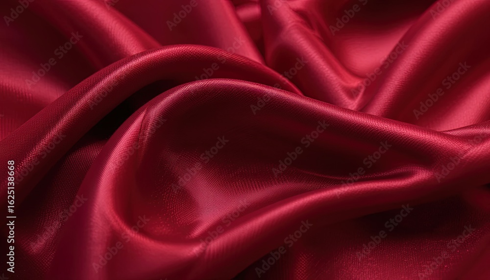 Obraz premium Close-up view of a rich crimson satin fabric.