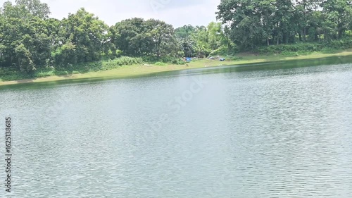 Landscape view of lake and forest in the countryside