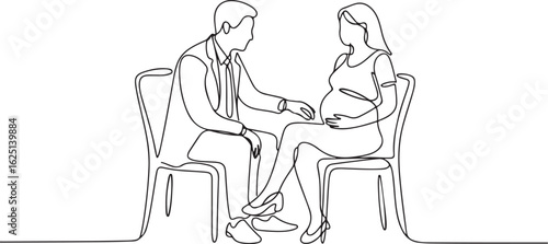 Doctor Consulting Pregnant Woman Vector Illustration for Prenatal Care