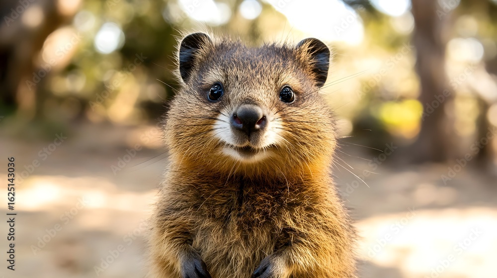 Fototapeta premium Adorable Close-Up of a Smiling Quokka with a Friendly Expression