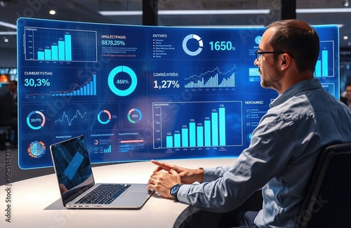 Wallpaper Mural business man working on laptop Torontodigital.ca