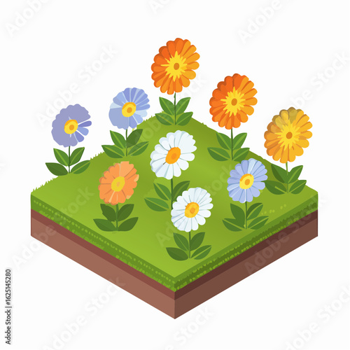 Vibrant flower garden display outdoor landscape digital nature aerial view botanical concept