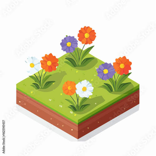 Vibrant flower garden outdoor landscape digital colorful plants aerial view nature concept