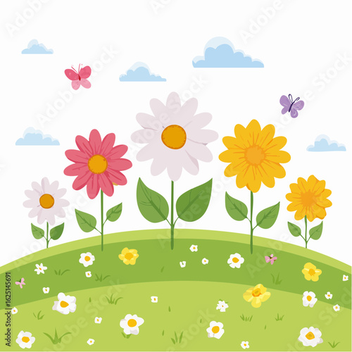 Whimsical garden blooms enchanted flower paradise vibrant nature scene playful atmosphere creative perspective dreamy design