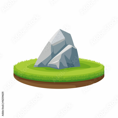 Rock formation surrounded by grass nature scene digital vibrant environment aerial view serenity concept
