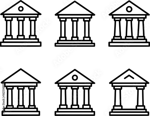 Bank building architecture line icon set vector illustration design collection for financial institu 