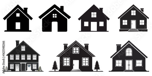 Collection of minimalist hand drawn house icons, vector illustration. 