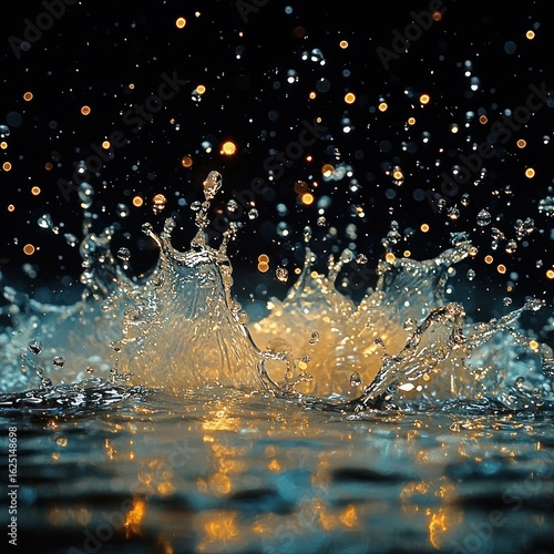 Wallpaper Mural Sparkling water splash against a dark night background Torontodigital.ca