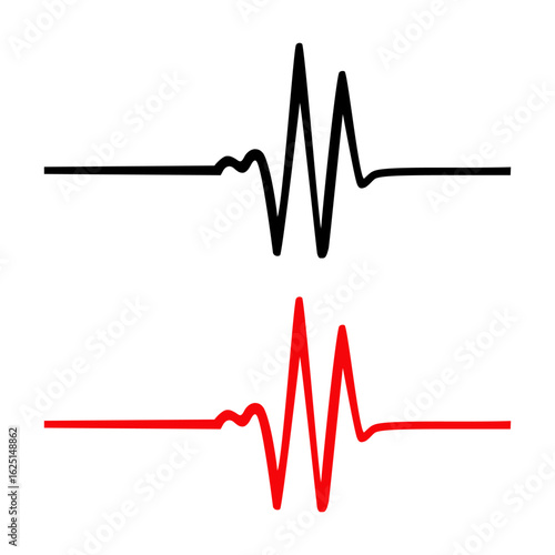 Black and red heartbeat ekg lines