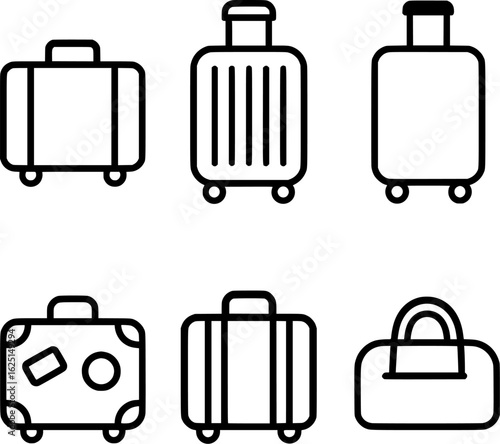 Travel suitcase luggage vector icon collection 