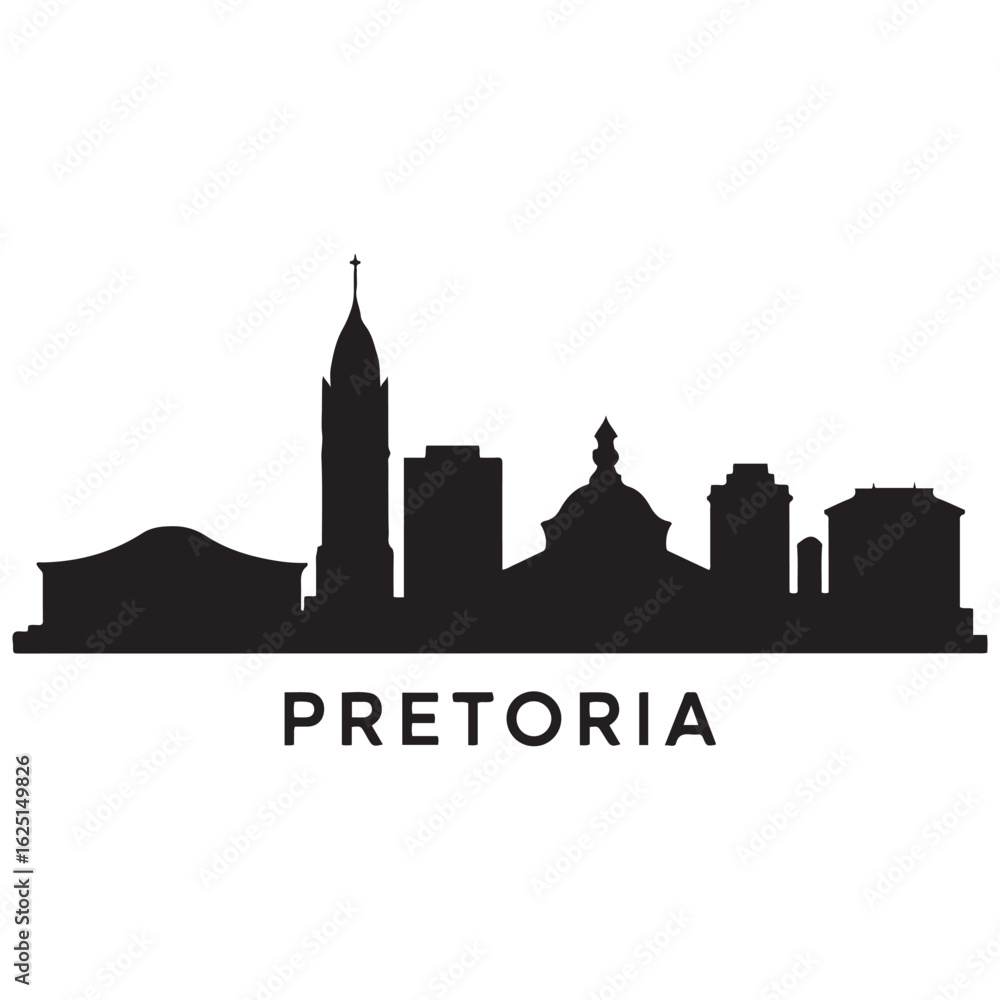 Fototapeta premium Pretoria skyline horizontal banner. Pretoria, South Africa. Vector template for your design. Vector black silhouette. with white background