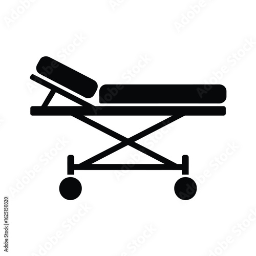 Simple black icon of a medical stretcher