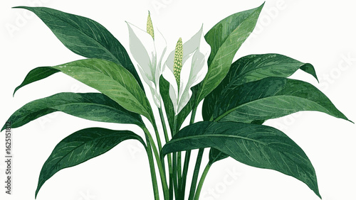Summer Canopy Peace Lily Beautiful leafy tree isolated watercolor vector illustration svg