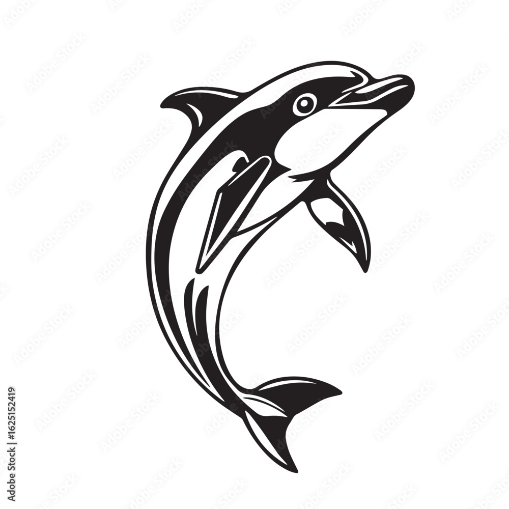 Fototapeta premium Dolphin vector design concept black and white illustration.