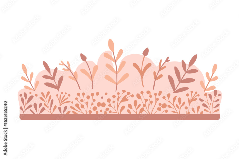 Fototapeta premium Decorative pink plant border with textured base