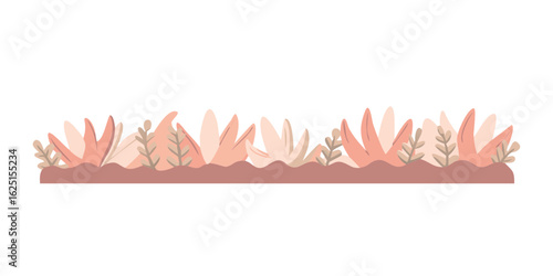 Pink minimal foliage border with pastel leaves