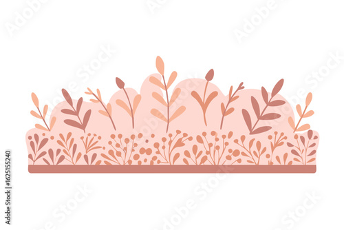 Decorative pink plant border with textured base