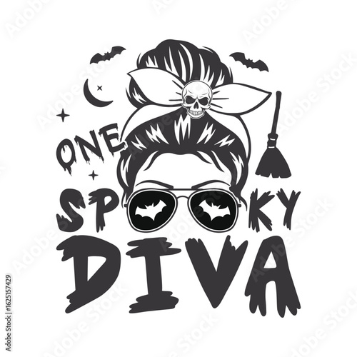 Spooky diva Halloween season skull bow, Happy Halloween designs