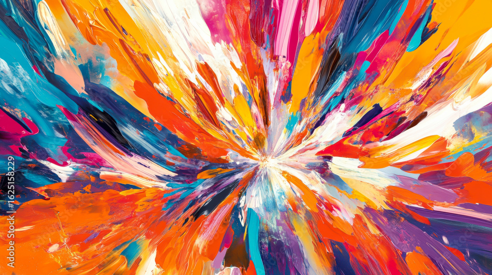 Obraz premium Vibrant abstract art bursting with color in a dynamic explosion of hues and patterns