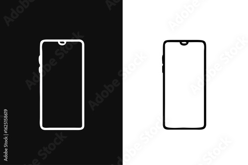 Smartphone mockup. Isolated from white and black backgrounds. with precision detail. android frameless design, vector Illustration