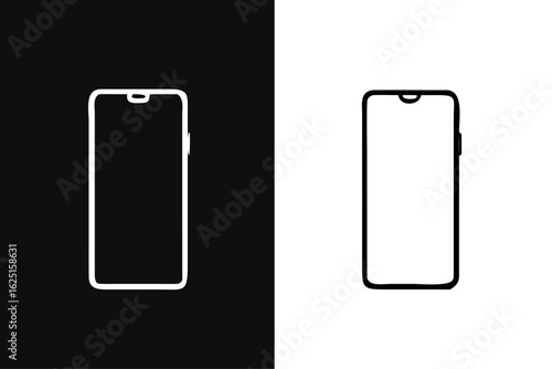 Smartphone mockup. Isolated from white and black backgrounds. with precision detail. android frameless design, vector Illustration