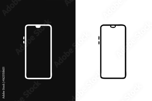 Smartphone mockup. Isolated from white and black backgrounds. with precision detail. android frameless design, vector Illustration