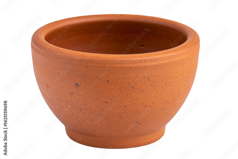 Handcrafted Terracotta Pot with Wide Mouth, isolated on transparent background Handcrafted Terracotta Pot with Wide Mouth, isolated on transparent background
