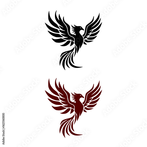 Phonix bird flying with black and red color