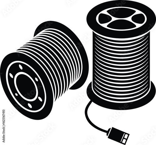Wire spools and connectors silhouette
